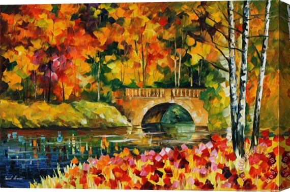 Leonid Afremov Fall Bridge Stretched Canvas Print / Canvas Art