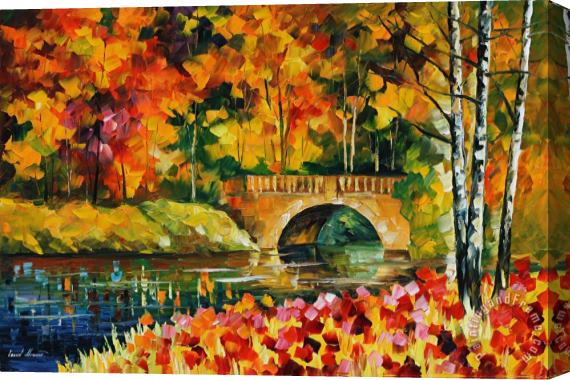 Leonid Afremov Fall Bridge Stretched Canvas Painting / Canvas Art