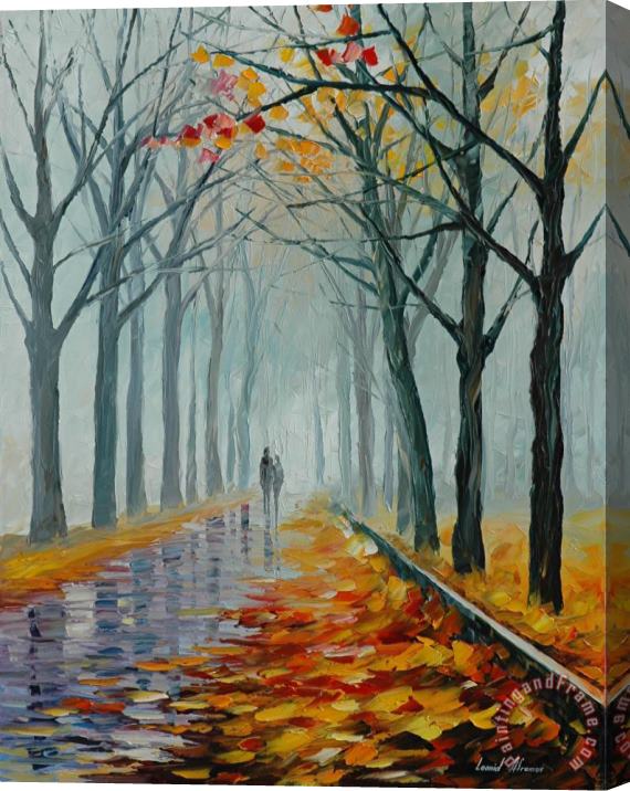 Leonid Afremov Foggy Alley Stretched Canvas Print / Canvas Art