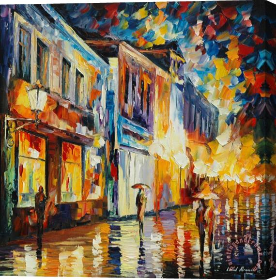 Leonid Afremov Glowing Rain Stretched Canvas Print / Canvas Art