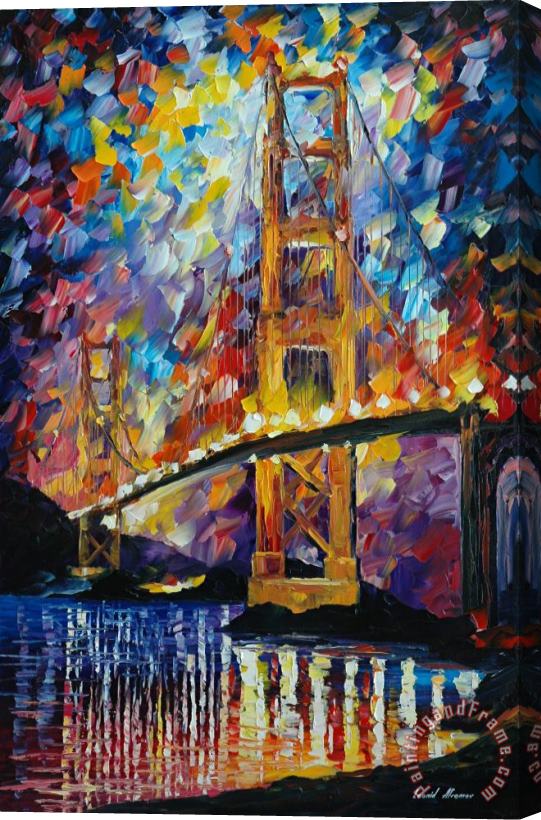 Leonid Afremov Golden Gate Stretched Canvas Painting / Canvas Art