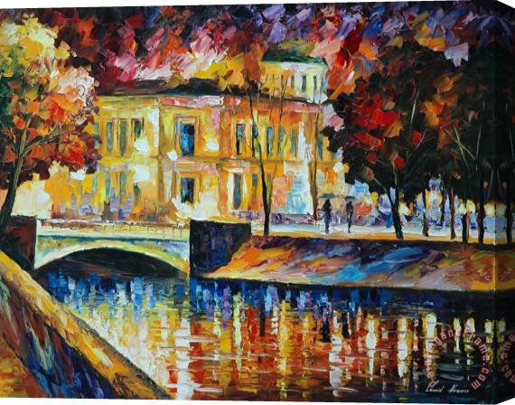 Leonid Afremov Golden Night Stretched Canvas Painting / Canvas Art