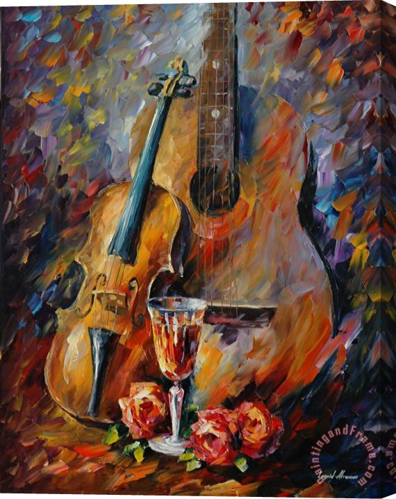 Leonid Afremov Guitar And Violin Stretched Canvas Painting / Canvas Art