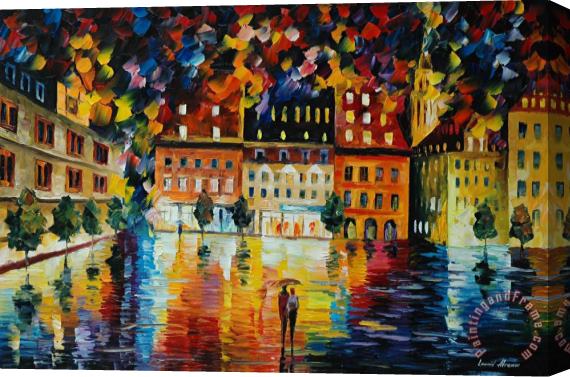 Leonid Afremov In The Old City Stretched Canvas Painting / Canvas Art