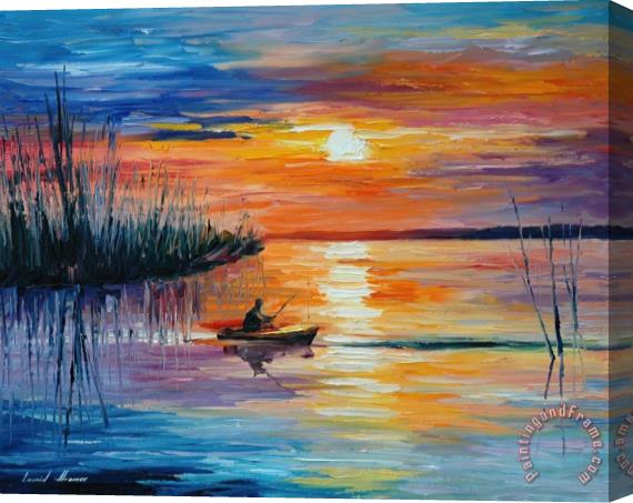Leonid Afremov Lake Okeechobee Sunset Fishing Stretched Canvas Painting / Canvas Art
