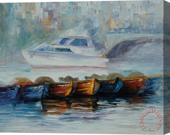 Leonid Afremov London Fog Over Thames Stretched Canvas Painting / Canvas Art