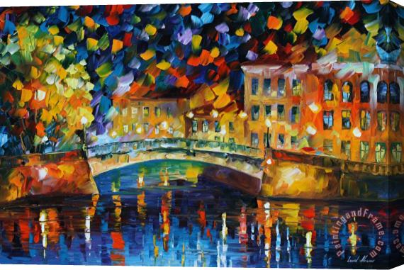 Leonid Afremov Magical Bridge Stretched Canvas Painting / Canvas Art
