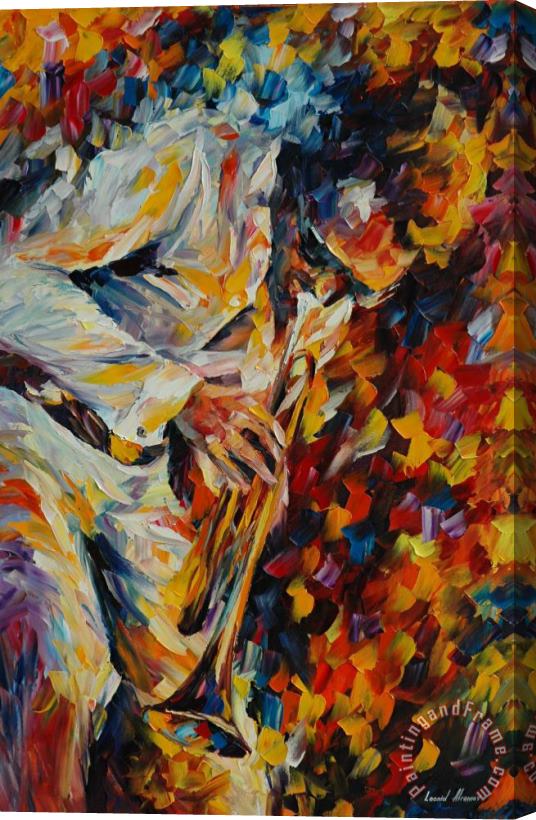 Leonid Afremov Miles Davis Old Trumpet Stretched Canvas Print / Canvas Art