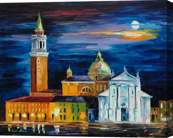 Leonid Afremov Moon Above Venice Stretched Canvas Print / Canvas Art