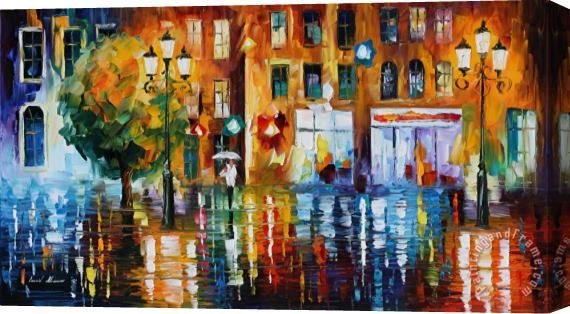 Leonid Afremov Rainy City Stretched Canvas Painting / Canvas Art