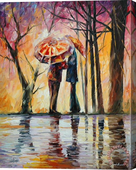 Leonid Afremov Rainy Date Stretched Canvas Print / Canvas Art