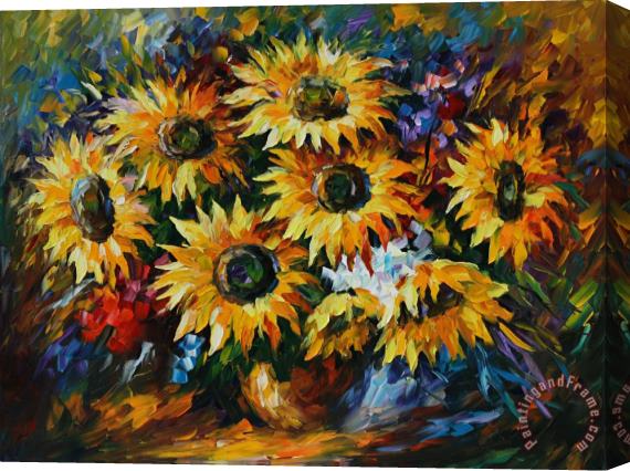 Leonid Afremov Sunflowers Arrangement Stretched Canvas Painting / Canvas Art