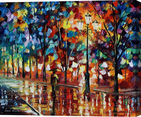 Leonid Afremov The alone umbrella man Stretched Canvas Painting / Canvas Art