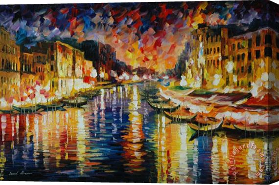 Leonid Afremov Venice Grand Canal Stretched Canvas Print / Canvas Art