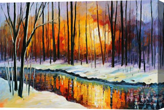 Leonid Afremov Winter Sun Stretched Canvas Painting / Canvas Art