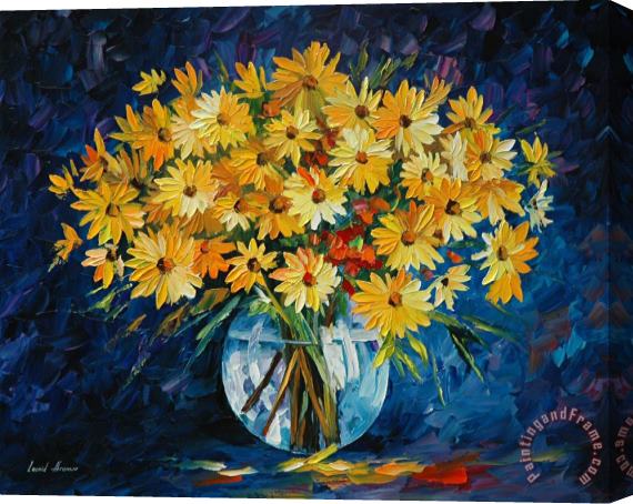Leonid Afremov Yellow On Blue Stretched Canvas Painting / Canvas Art