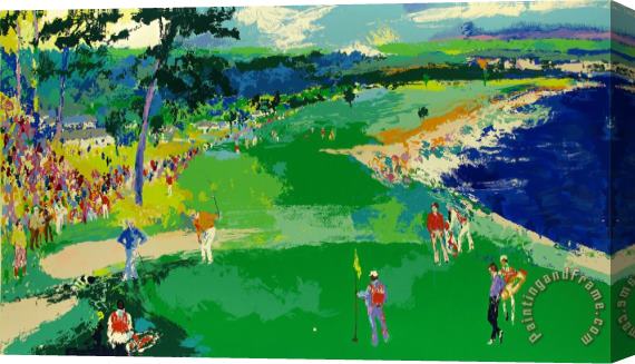 Leroy Neiman 18th at Pebble Beach Stretched Canvas Print / Canvas Art