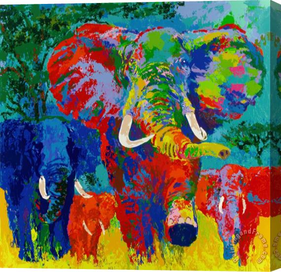 Leroy Neiman Elephant Charge Stretched Canvas Print / Canvas Art