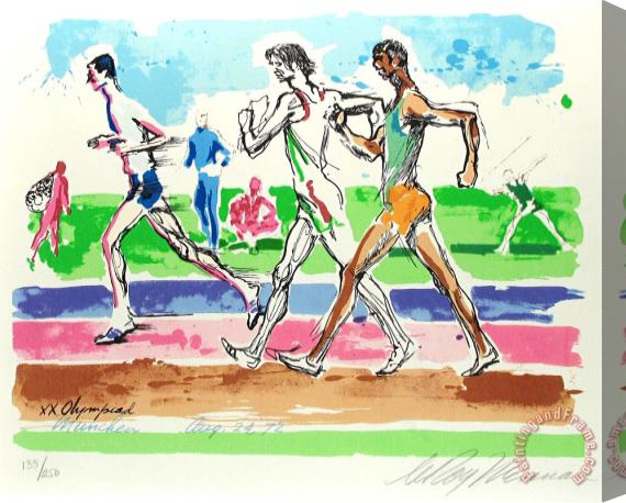 Leroy Neiman Jim Ryun Stretched Canvas Painting / Canvas Art