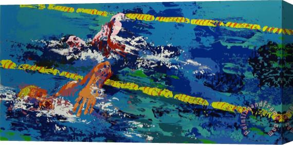 Leroy Neiman Olympic Swimmer Stretched Canvas Print / Canvas Art