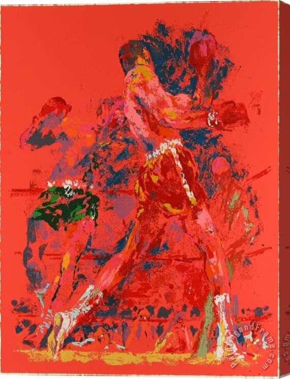 Leroy Neiman Red Boxers Stretched Canvas Painting / Canvas Art