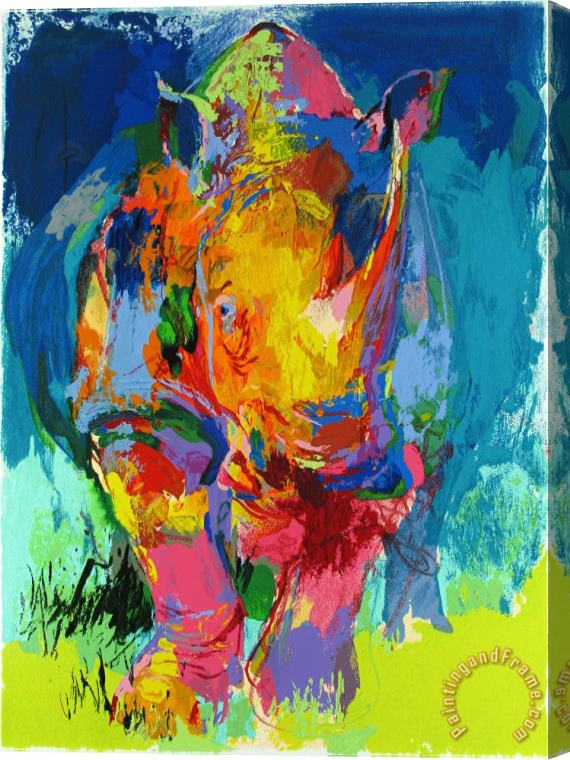 Leroy Neiman Rhino Stretched Canvas Painting / Canvas Art