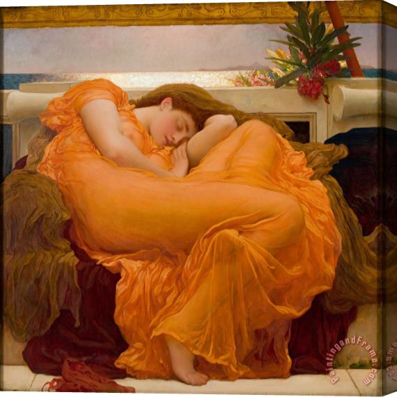 Lord Frederick Leighton Flaming June Stretched Canvas Painting / Canvas Art