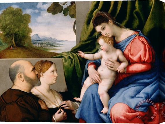 Lorenzo Lotto Madonna And Child With Two Donors Stretched Canvas Painting / Canvas Art