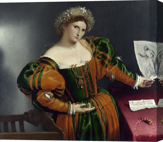 Lorenzo Lotto Portrait of a Woman Inspired by Lucretia Stretched Canvas Painting / Canvas Art