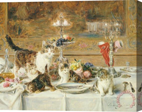 Louis Eugene Lambert After Dinner Guests Stretched Canvas Print / Canvas Art