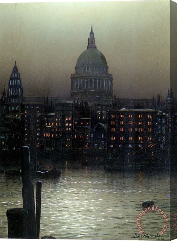 Louis H. Grimshaw St. Paul's Cathedral From Bankside Stretched Canvas Painting / Canvas Art