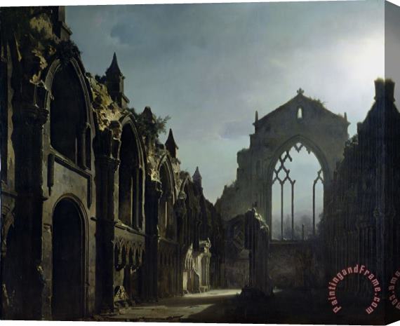 Louis Jacques Mande Daguerre Ruins of Holyrood Chapel Stretched Canvas Painting / Canvas Art