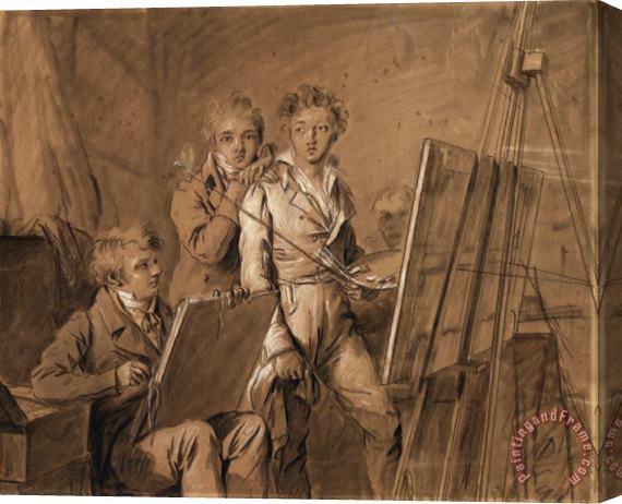 Louis Leopold Boilly Three Young Artists in a Studio Stretched Canvas Painting / Canvas Art