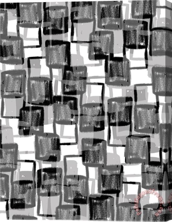 Louisa Knight Monochrome Squares Stretched Canvas Painting / Canvas Art