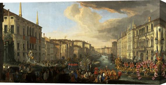 Luca Carlevariis Regatta on The Grand Canal in Honor of Frederick Iv, King of Denmark Stretched Canvas Painting / Canvas Art