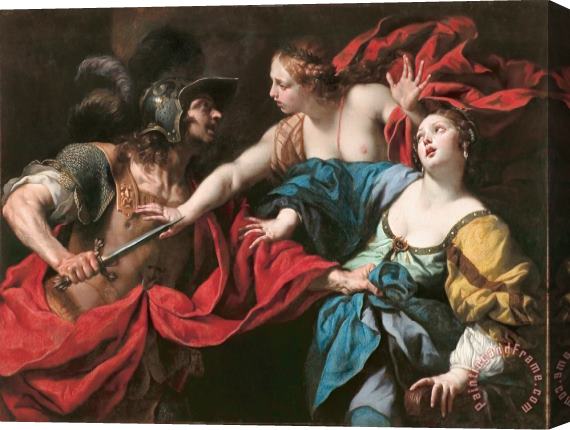 Luca Ferrari Venus preventing her son Aeneas from killing Helen of Troy Stretched Canvas Painting / Canvas Art