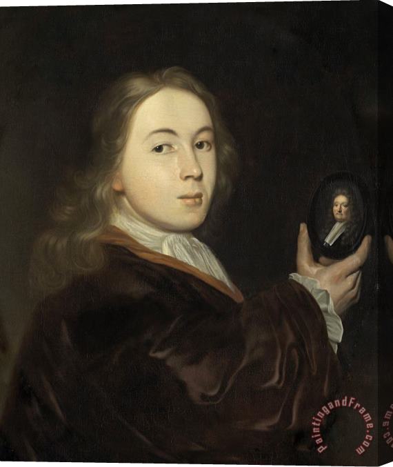 Ludolf Backhuysen Johannes Bakhuysen (1683 1731). with a Miniature Portrait of His Father Ludolf Stretched Canvas Print / Canvas Art