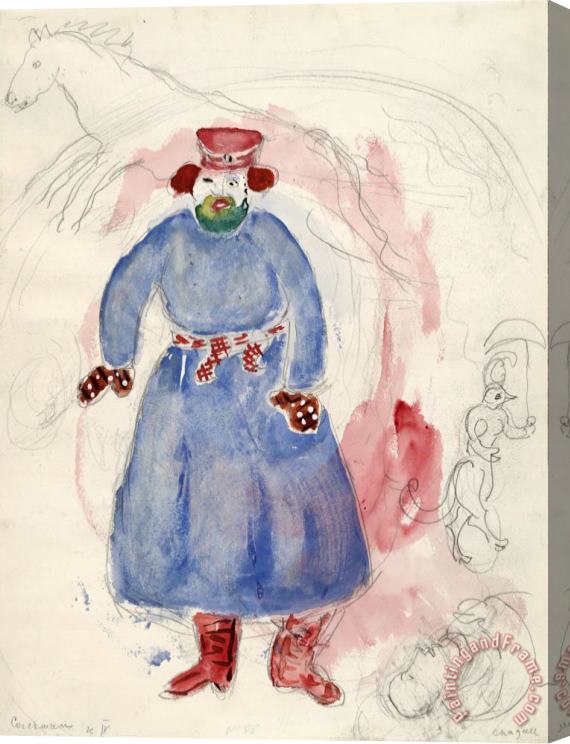 Marc Chagall A Coachman, Costume Design for Aleko (scene Iv). (1942) Stretched Canvas Print / Canvas Art