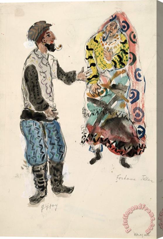 Marc Chagall A Fortune Teller And a Gypsy, Costume Design for Aleko (scene I). (1942) Stretched Canvas Painting / Canvas Art
