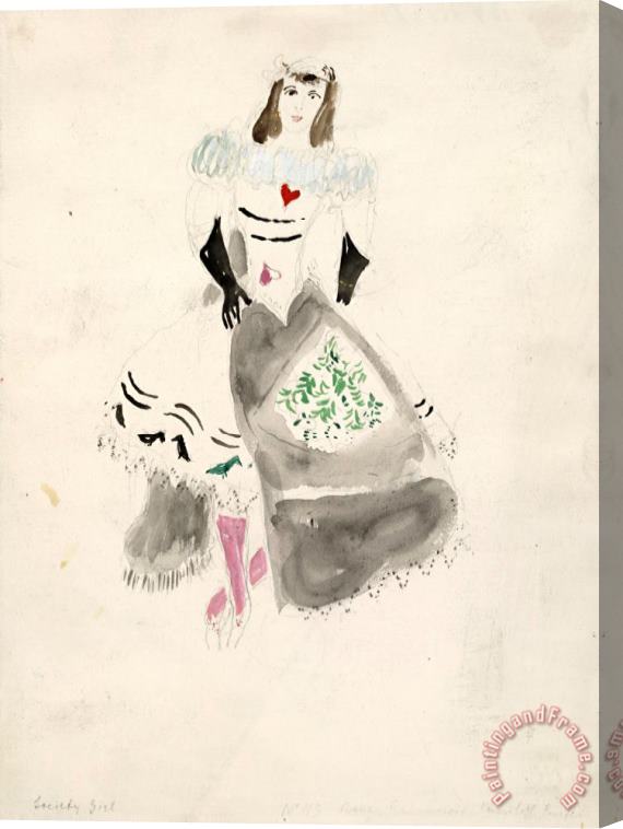 Marc Chagall A Society Lady, Costume Design for Aleko (scene Iv). (1942) Stretched Canvas Print / Canvas Art