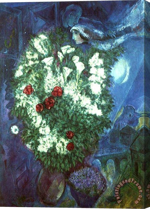 Marc Chagall Bouquet with Flying Lovers Stretched Canvas Painting / Canvas Art