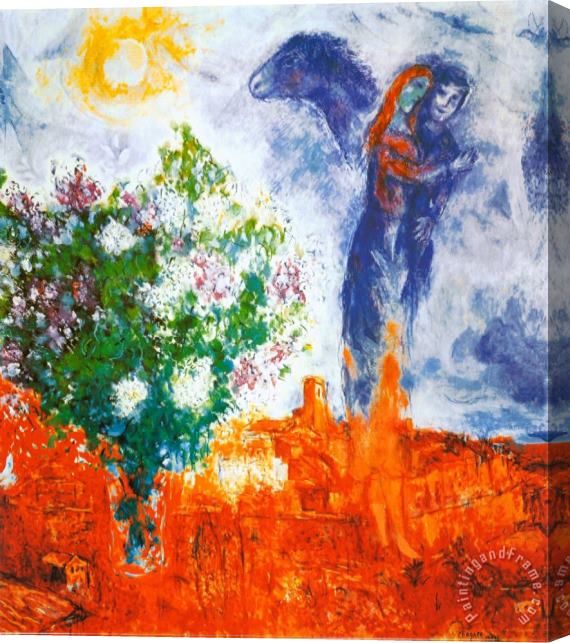 Marc Chagall Couple Au Dessus De St Paul Stretched Canvas Painting / Canvas Art