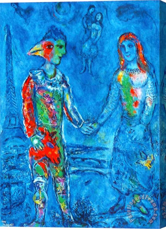 Marc Chagall Couple in Blue Stretched Canvas Print / Canvas Art