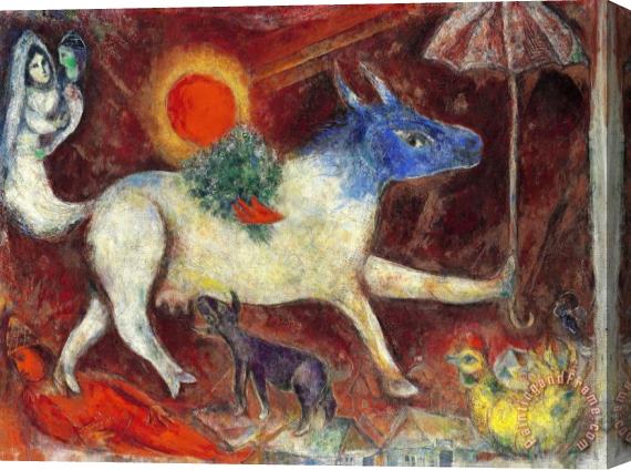 Marc Chagall Cow with Parasol 1946 Stretched Canvas Painting / Canvas Art