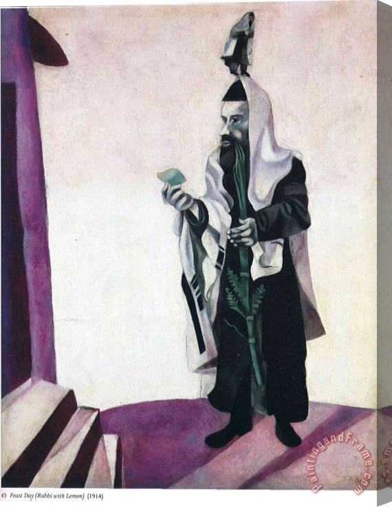 Marc Chagall Feast Day Rabbi with Lemon 1914 Stretched Canvas Painting / Canvas Art