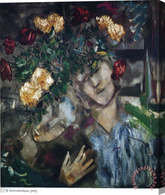 Marc Chagall Lovers with Flowers 1927 Stretched Canvas Painting / Canvas Art