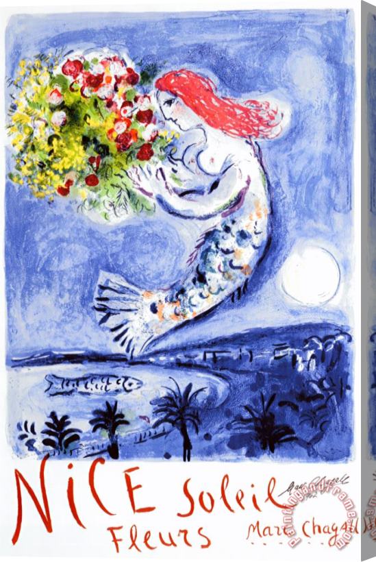 Marc Chagall Nice Soleil Fleurs Stretched Canvas Painting / Canvas Art