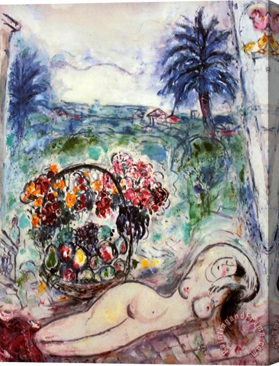 Marc Chagall Nude with Flowers Stretched Canvas Print / Canvas Art