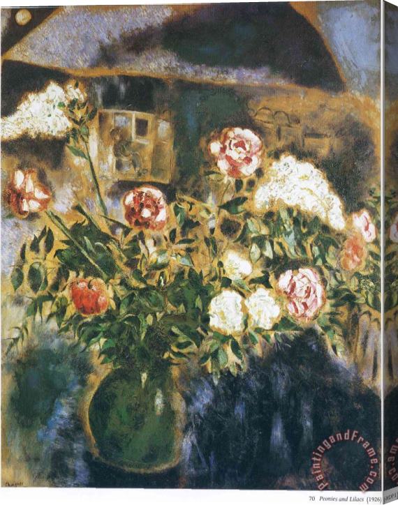 Marc Chagall Peonies And Lilacs 1926 Stretched Canvas Painting / Canvas Art