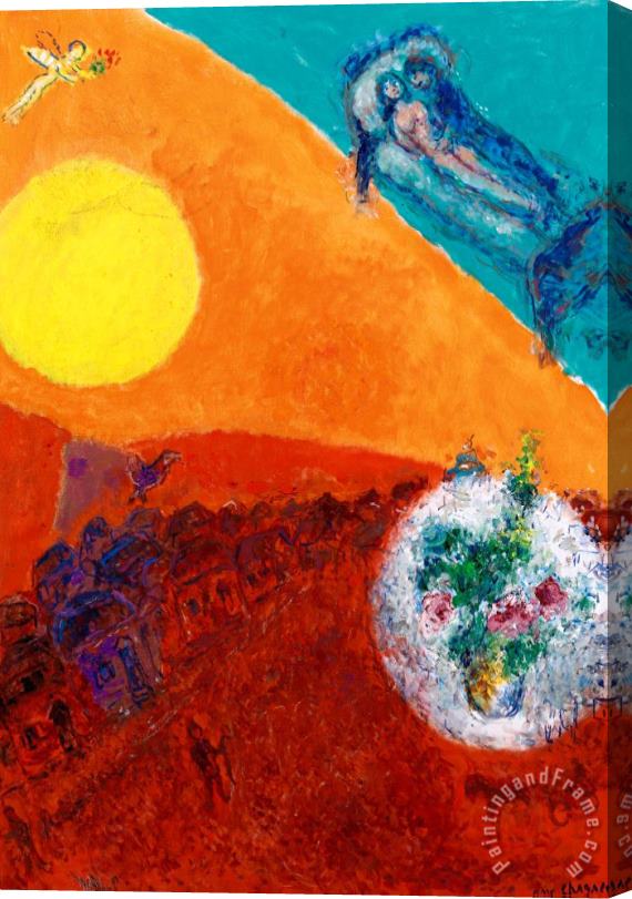 Marc Chagall Repos Dans Le Ciel Multicolore Stretched Canvas Print / Canvas Art